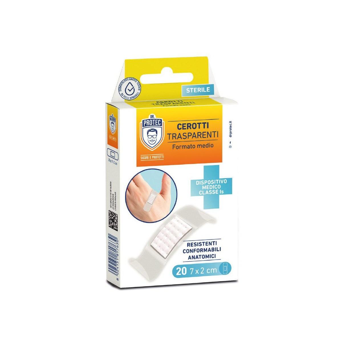 Dr.protec cerotti sterili trasparenti 20pz medi 7x2cm