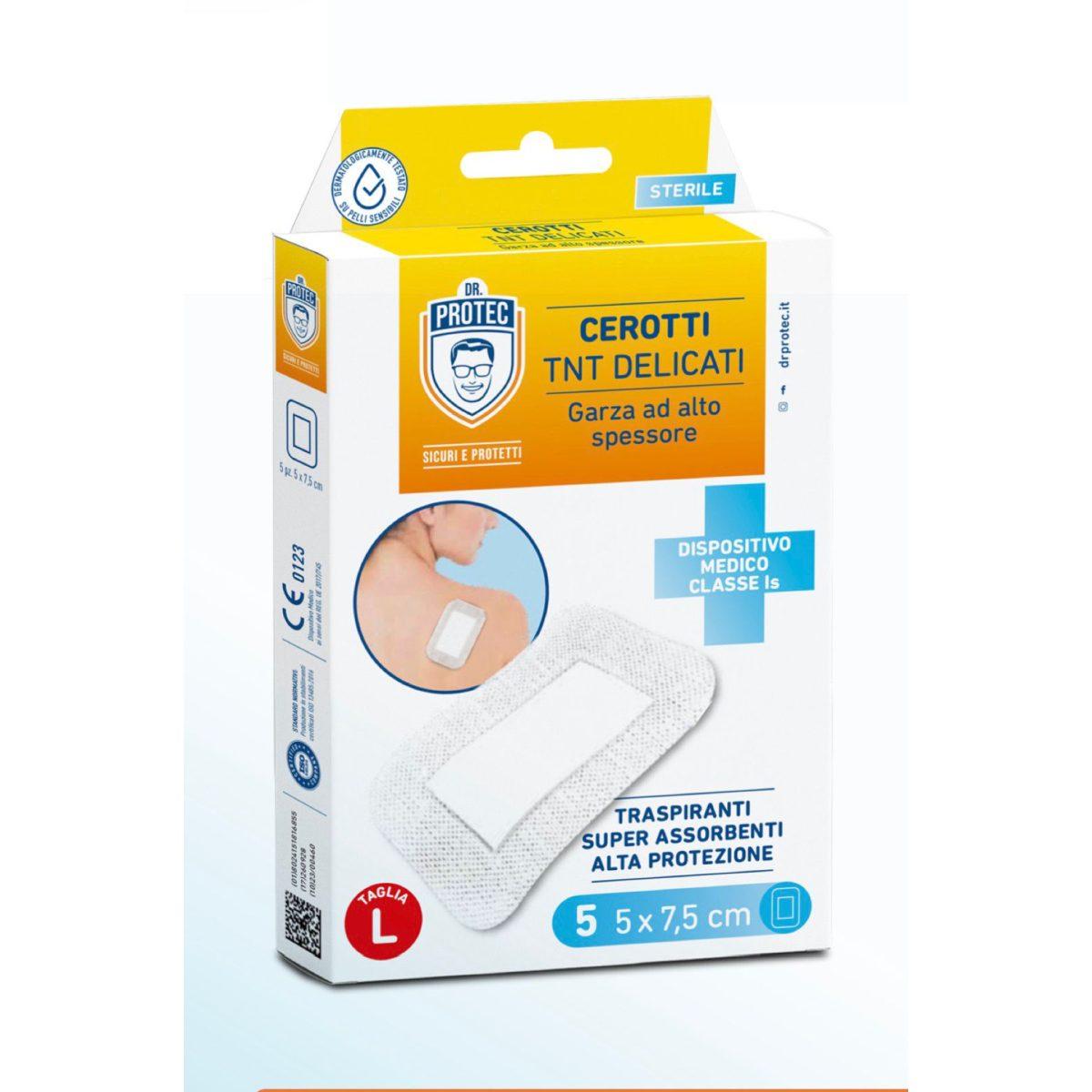 Dr.protec cerotti sterili tnt delicati 5pz large 5x7,5cm