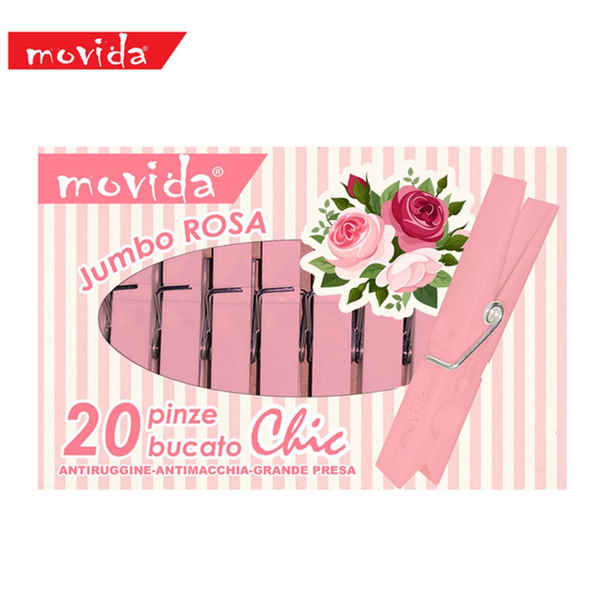 Movida 20 mollette bucato rosa